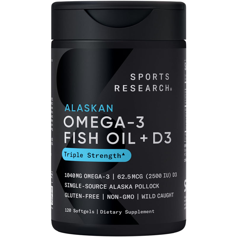 Sports Research¬Æ Alaskan Omega-3 Fish Oil 1040mg + Vitamin D3 2500iu - Supports Brain & Heart Health - MSC Certified Sustainable ¬∑ Wild-Caught ¬∑ Non-GMO ¬∑ Triglyceride Form - 120 Count Softgels - BeesActive Australia