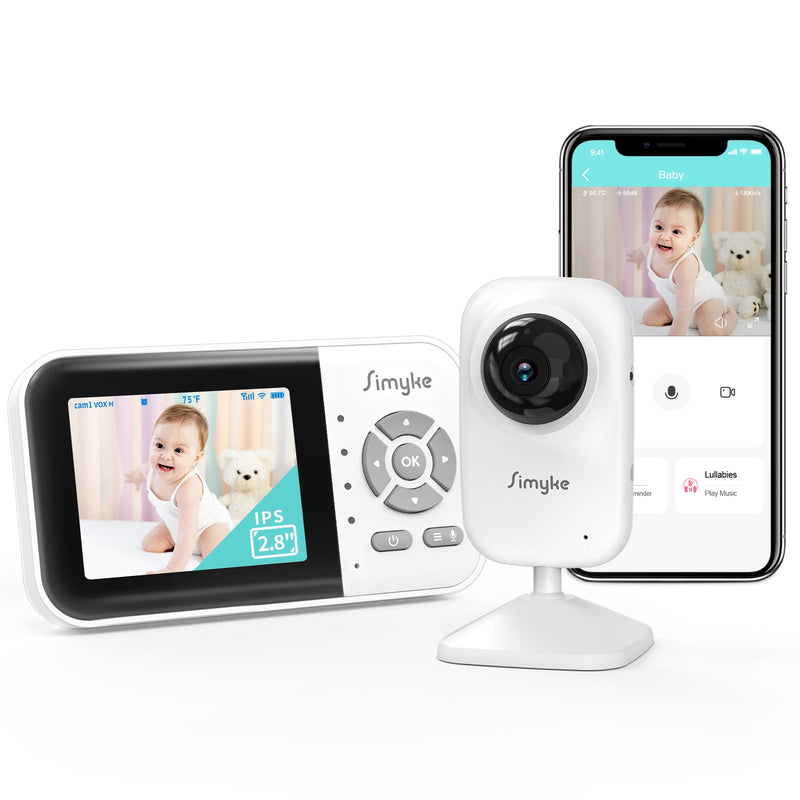 Upgrade Video Baby Monitor,WiFi Baby Camera,2.8" Display and App Control,1200ft Long Range,2 Way Talk,Auto Night Vision,Sound Alert,VOX,Temperature Sensor 5 Lullabies Feeding Remind,Home Use BME28-1