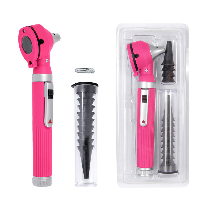 Pocket LED Otoscope for ENT Examination – Bright Light Diagnostic Tool for Students & Home Use, Pink, 10 Specula + Extra Bulb - BeesActive Australia