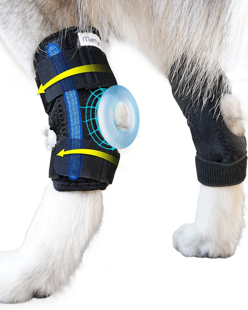 Dog Leg Brace for Rear Hock & Ankle, Canine Hind Leg Joint Compression Wrap for Torn ACL & CCL, Injury and Sprain Protection, Wound Care and Loss of Stability 1 Pair, Size: Large Size: Large(2 Pack) black