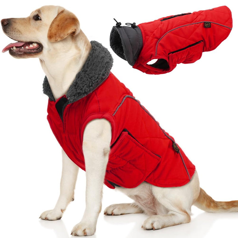 EMUST Dog Winter Jackets, Small/Medium/Large Dog Coat for Winter, French Bulldog Clothes for Dogs, Dog Cold Winter Jacket for Large Dogs, Red, XL X-Large(Pack of 1) NewRed - BeesActive Australia
