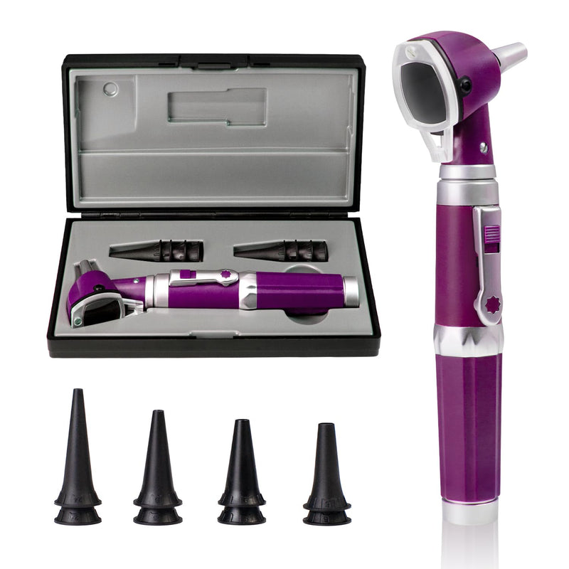 Scian Otoscope - Ear Scope with Light, Fiber Optic Otoscopes with Hard Plastic Case, Pocket Diagnostic Ear Infection Detector for Kids Adults Home Use (Purple) Purple - BeesActive Australia