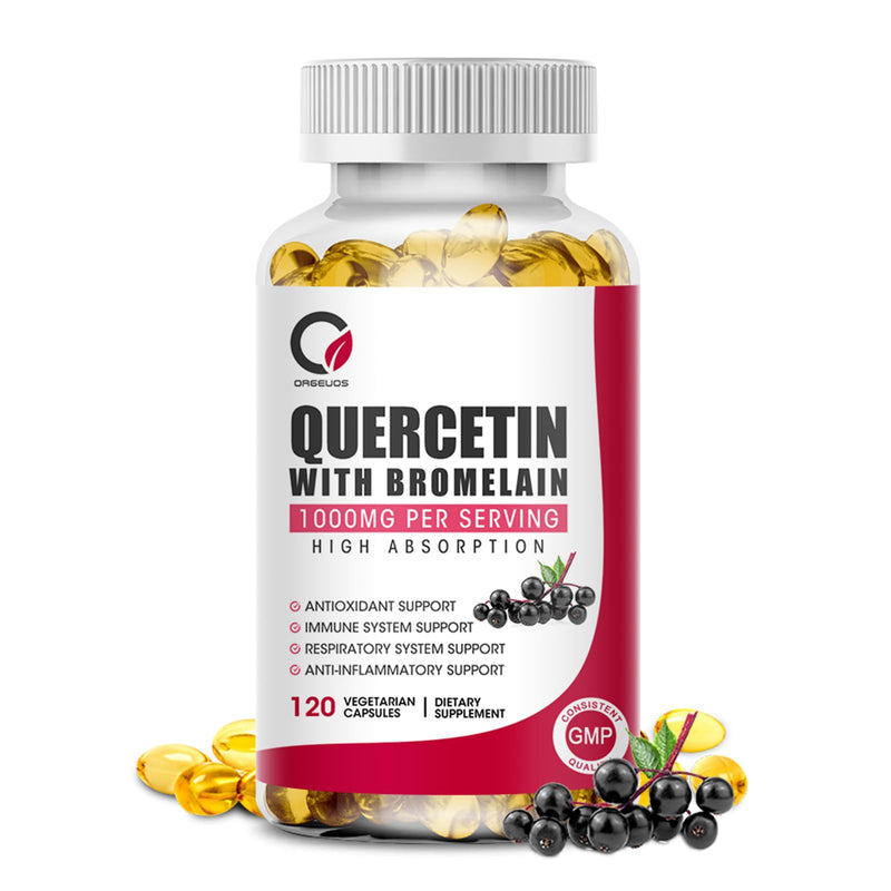 Quercetin with Bromelain 1000mg 120 Capsules with Vitamin C & D3, Zinc, Immune Support Supplement, Quercetin Supplements with Bromelain, Supports Respiratory System, Veg, Non-GMO & Gluten Free - BeesActive Australia