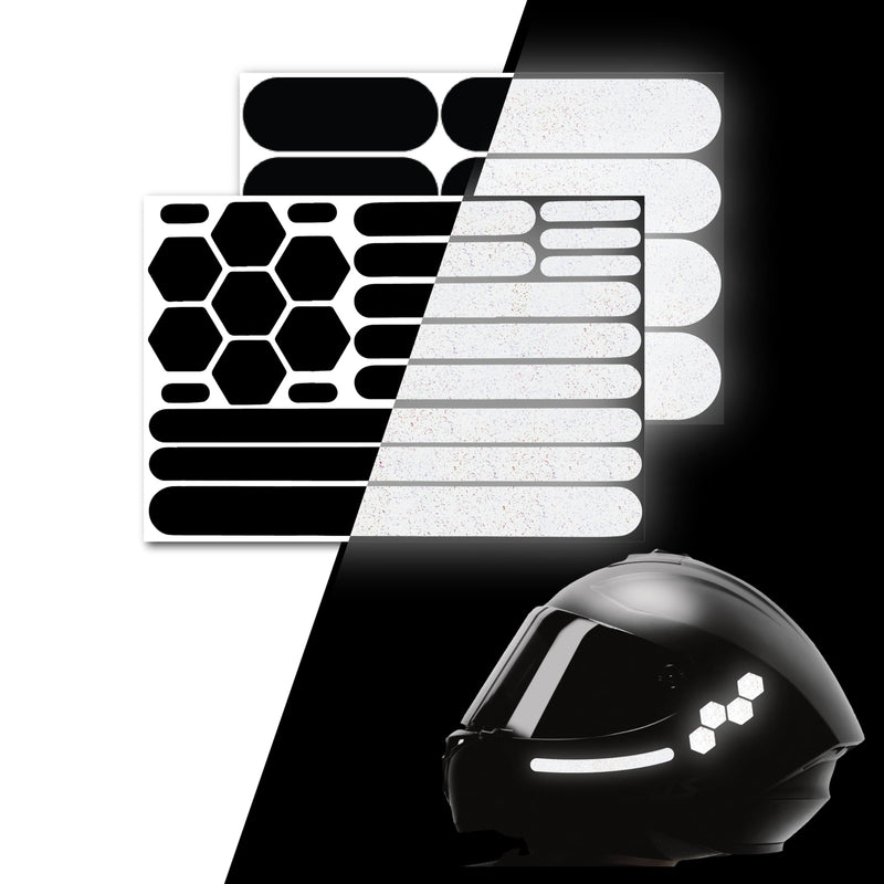 ELOS Reflective Gear 3M Black Stickers - Helmet Tape, Motorcycle Tape, Hi Viz Stickers for Helmets - Discreet Black Until Light Hits It (Combo Style) Combo Style 4.0