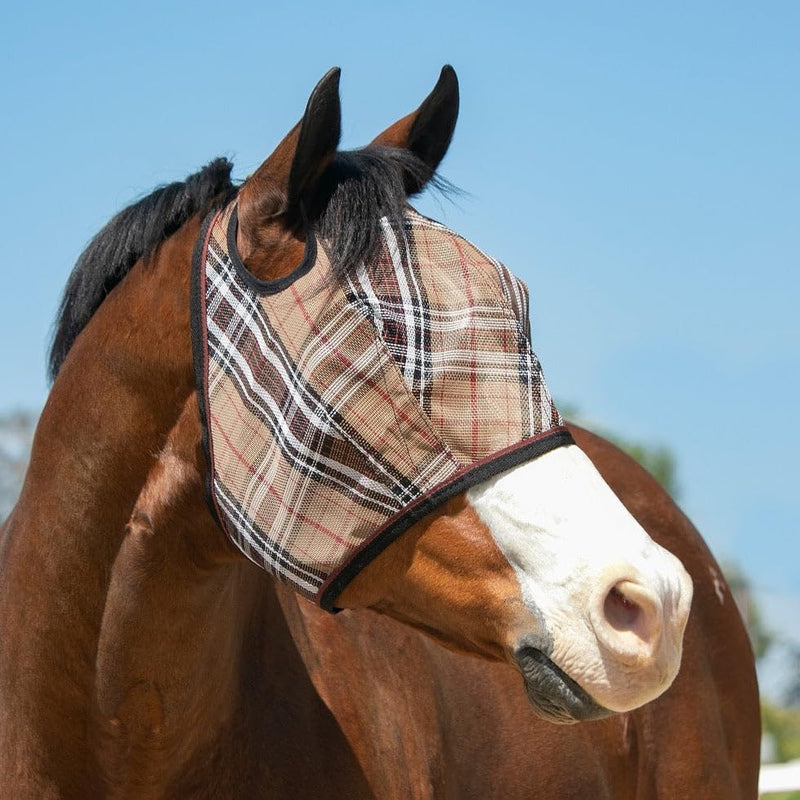 Kensington UV Horse Fly Mask with Web Trim - Protective Mask with Dual Ear Opening & Forelock Freedom - Medium, Deluxe Black M-Small Horse 121 - Deluxe Black - BeesActive Australia