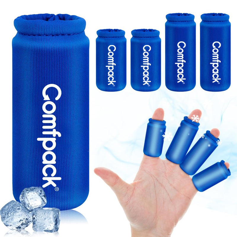 4PCS Finger Sleeves Gel Ice Pack, Finger and Toe Thumb Cold Gel Ice Packs, Reusable Hot Cold Compression Finger Brace Ice Packs for Injuries, Arthritis, Trigger Finger, Gout, Sprain Blue - BeesActive Australia