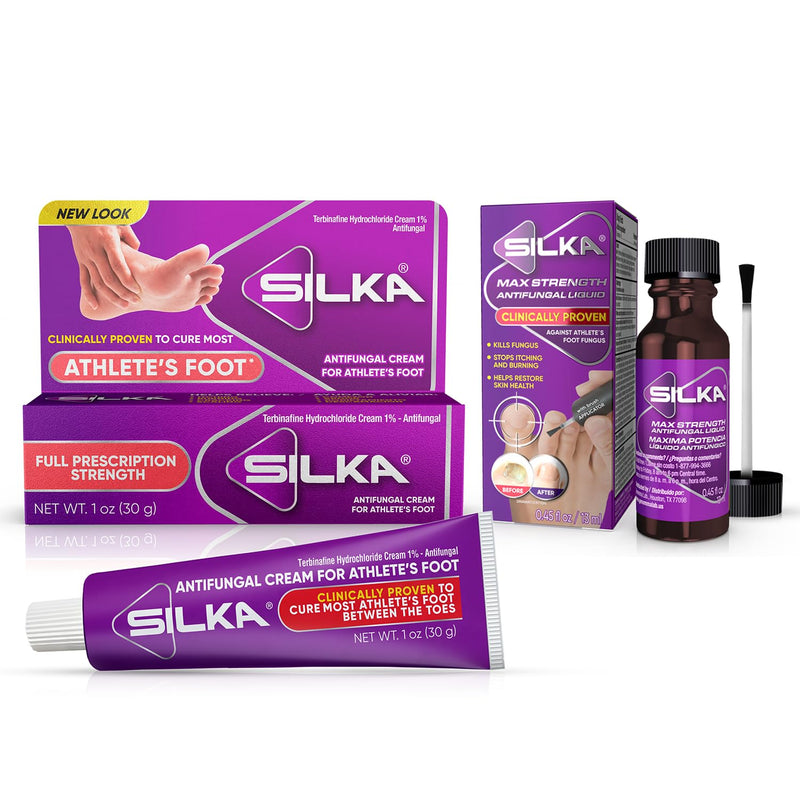 Silka Max Strength Antifungal Liquid & Cream Set - Powerful Relief for Toenail Fungus, Athlete's Foot, and Ringworm, Itch and Burn Relief - BeesActive Australia