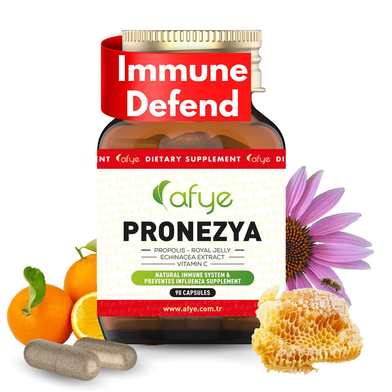 Immune System Support Supplement - Natural Blend of Propolis, Royal Jelly, Echinacea & Vitamin C - Enhances Health Plant-Based 90 Capsules (Pack of 1)