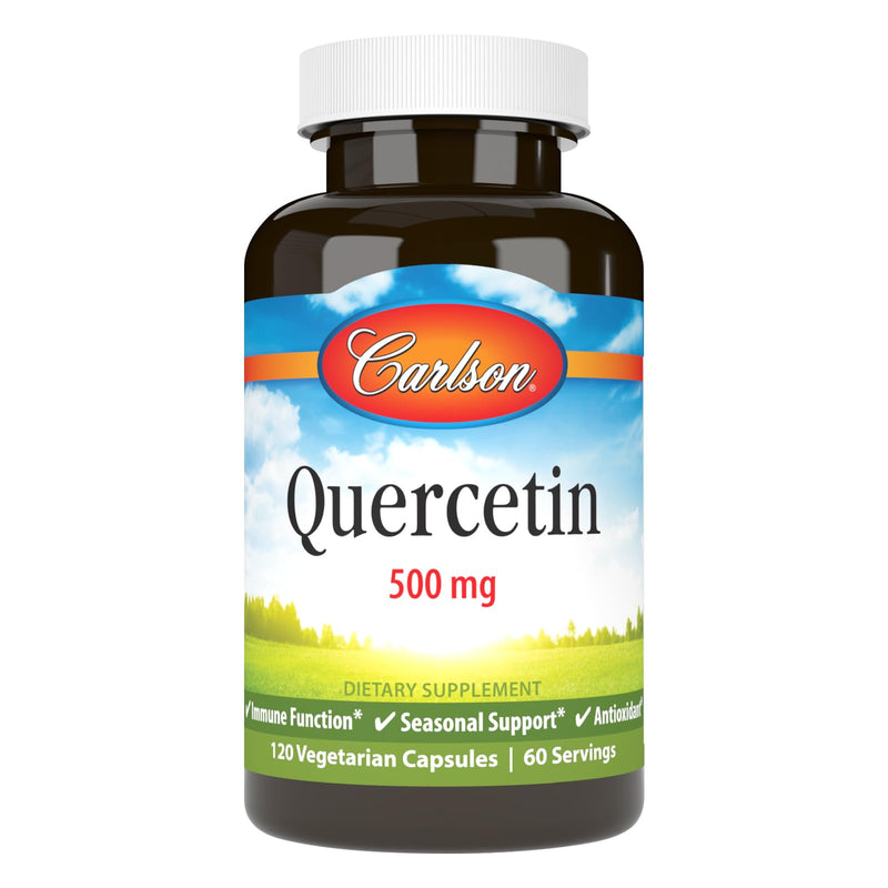 Carlson Quercetin, 500 mg, Seasonal Support, 120 Vegetarian Capsules | Skin Health; Optimal Wellness 120 Count (Pack of 1)