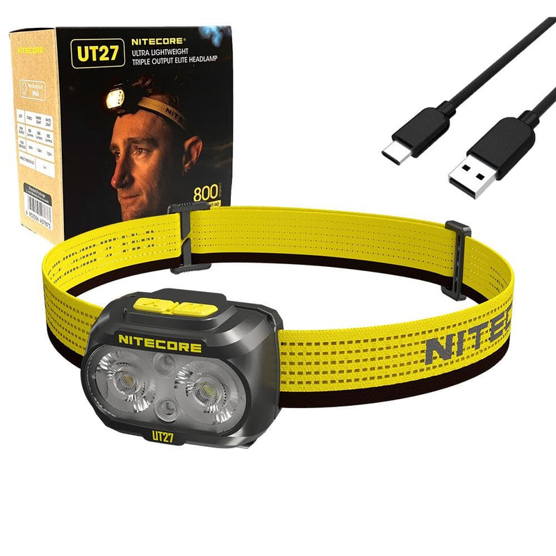 Nitecore UT27 800L Ultra Lightweight Triple Output Headlamp -800 Lumens w/Eco-Sensa USB-C charging cable - BeesActive Australia