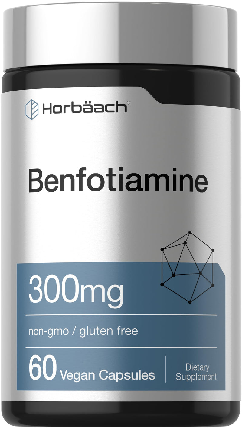 Horbaach Benfotiamine 300mg | 60 Capsules | Vitamin B1 Thiamine | Non-GMO & Gluten Free Supplement