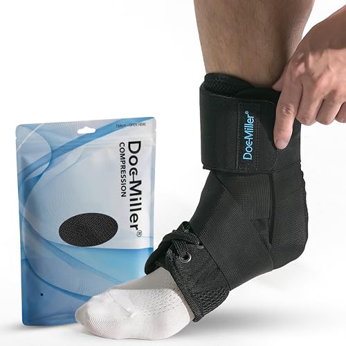 Doc Miller Lace Up Ankle Brace with Adjustable Straps for Men & Women Black XX-Large