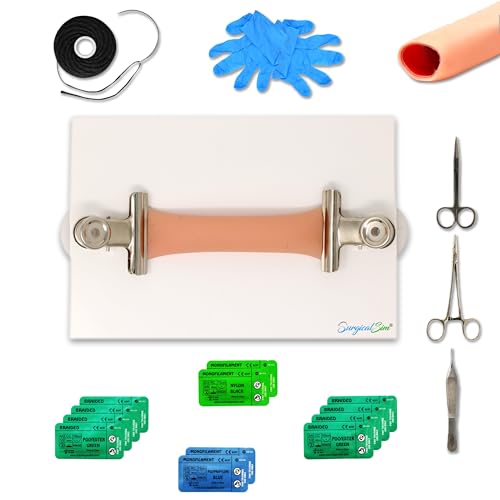 SurgicalSim Bowel Anastomosis Suture Practice Kit, End-to-End Techniques, Includes 0.8" Diameter Intestinal Model, Tool Kit, Threads, Ideal for Practice