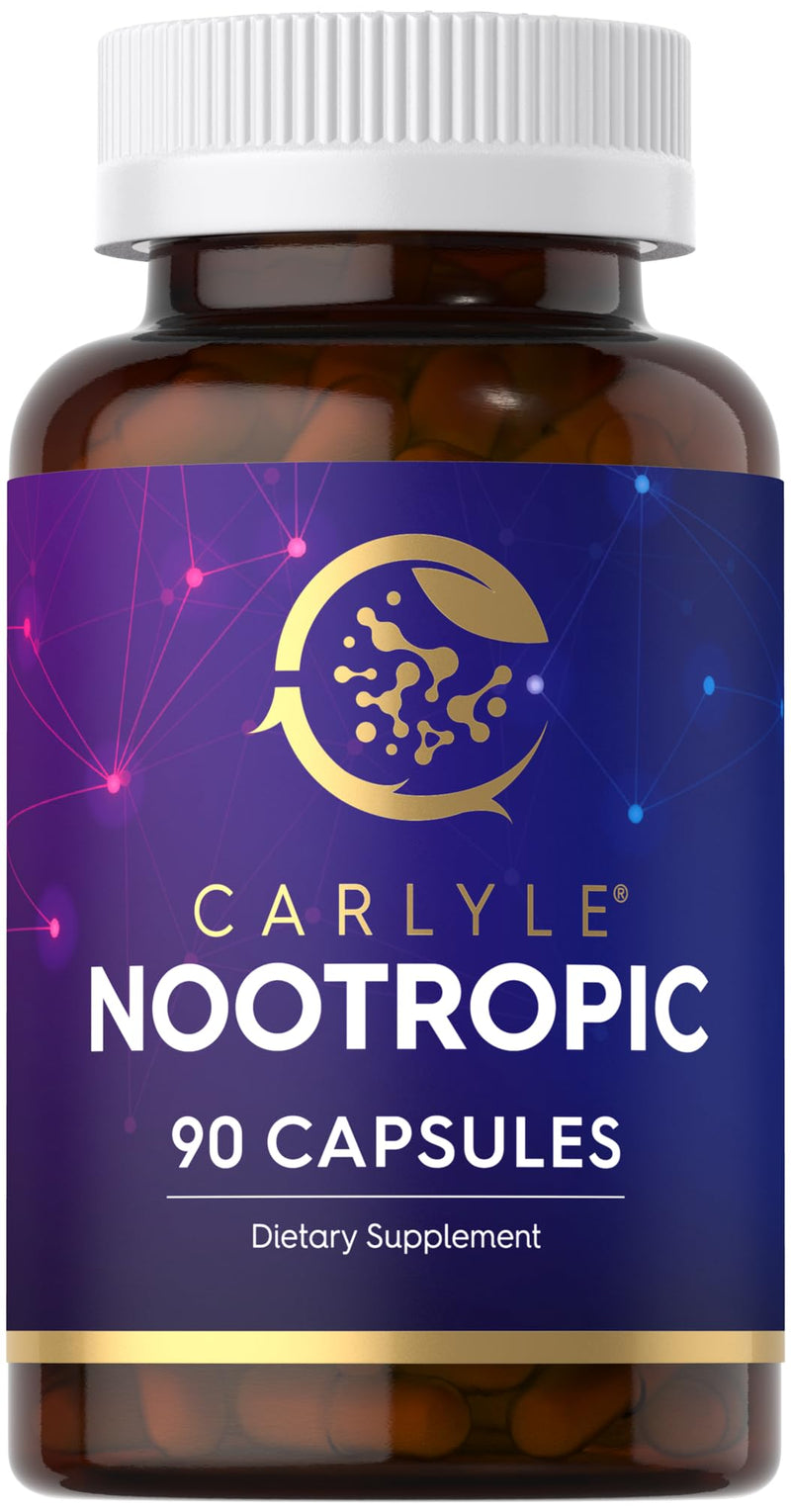 Carlyle Brain Nootropic Supplement | 90 Capsules | with Caffeine, B12, and Guarana Extract | Non-GMO & Gluten Free