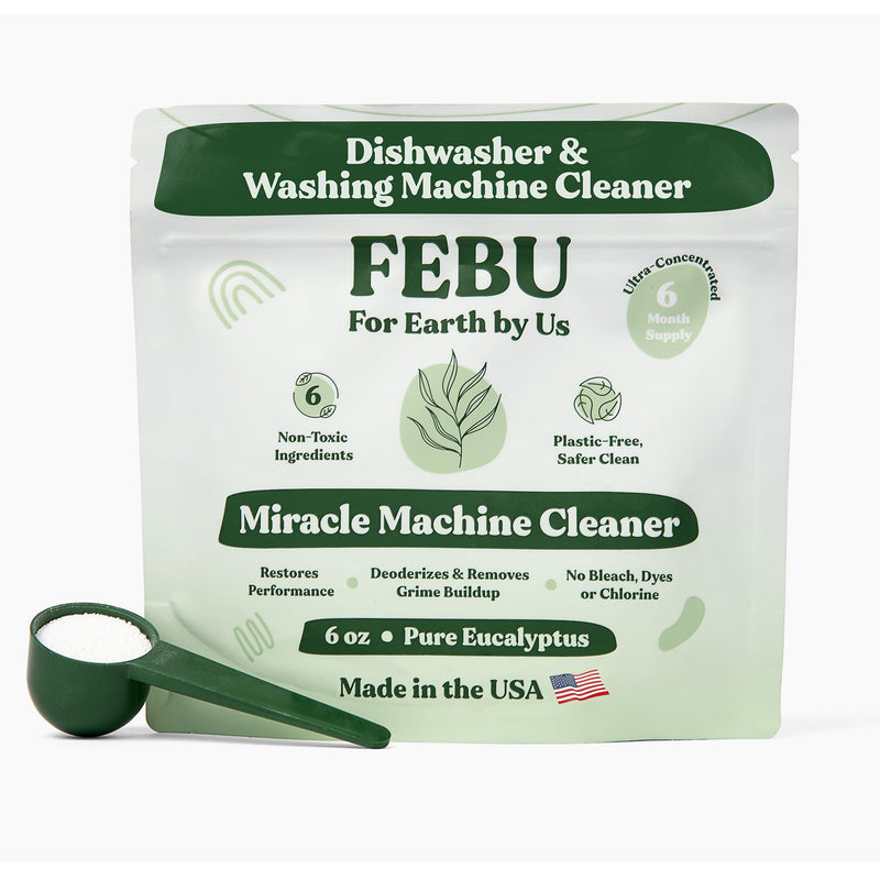 FEBU All-In-One Machine Cleaner, Pure Eucalyptus, 6oz | Natural Washing Machine & Dishwasher Cleaner and Deodorizer | Washer Cleaner for Rust & Grime | Plant-Based, Human Safe Ingredients, Made in USA - BeesActive Australia