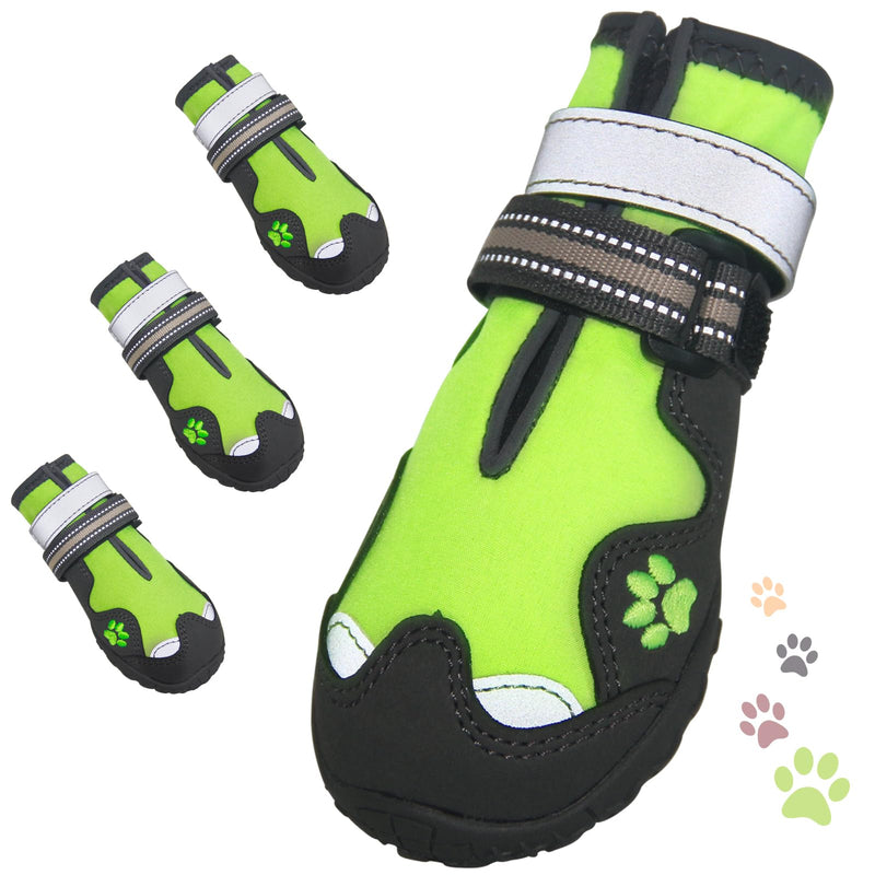 Dog Shoes, Dog Shoes for Medium Dogs, Anti Slip Dog Boots & Paw Protectors for Winter Snowy and Summer Hot Pavement, 4 Pack Dog Booties Waterproof for Medium Size Dogs with Green (Size 5) Size 5: 2.4''x2.8''(W*L) - BeesActive Australia