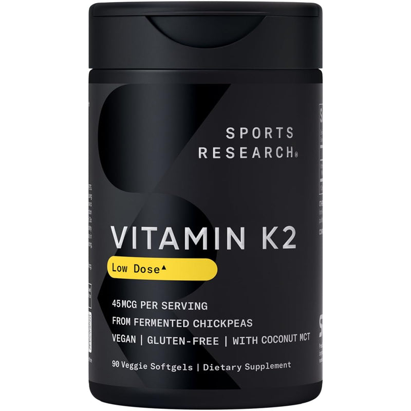 Sports Research Vitamin K2 as MK-7 45mcg with Coconut MCT Oil - 90 Veggie Softgels (3 Month Supply) Vegan Certified, Non-GMO Verified, Gluten & Soy Free 90 Count (Pack of 1) - BeesActive Australia