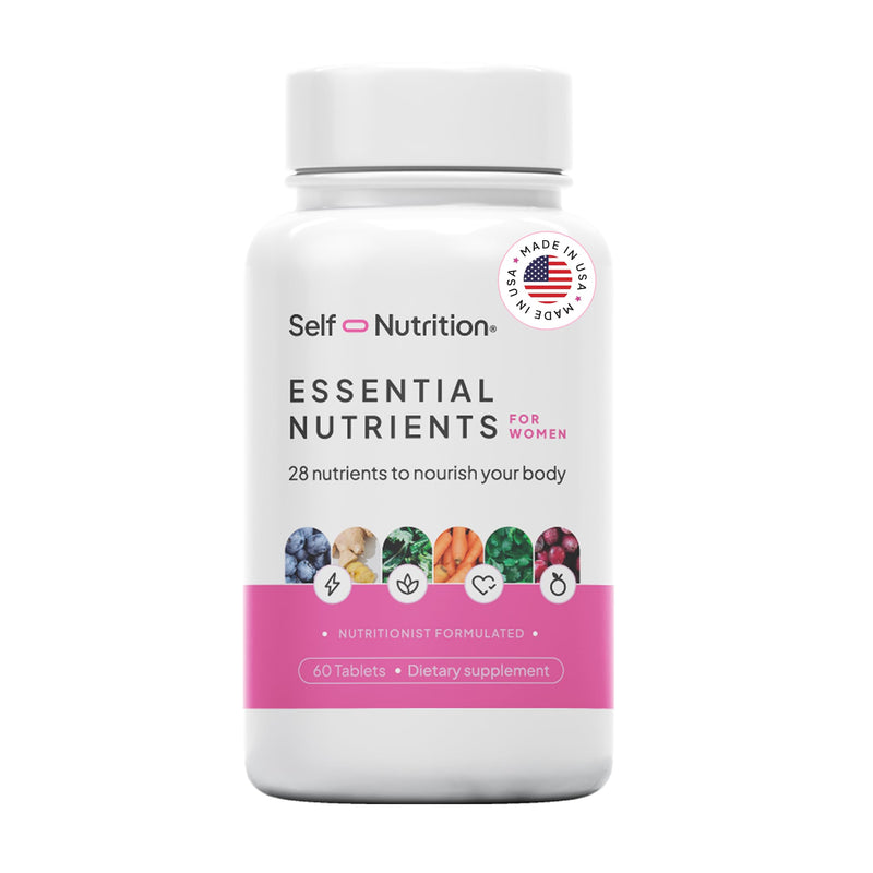 SELF NUTRITION Vegan Multivitamins for Women - Once Daily - 28 Nutrients - Boost Energy, Sleep, Hair, Skin, Nails & Reduce Cravings - Keto, Vegan, Gluten Free, Made in USA, 2-Months Supply Multivitamin