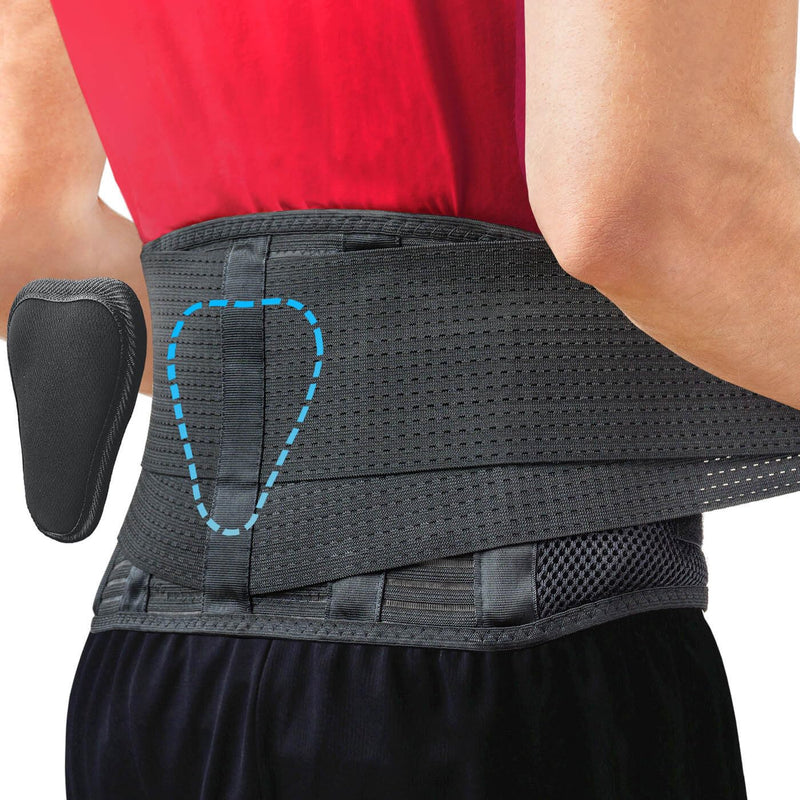 Sparthos Back Brace for Lower Back Pain - Immediate Relief from Sciatica, Herniated Disc, Scoliosis - Breathable Design With Lumbar Support Pad - For Home & Lifting At Work, For Men & Women - Medium Black Medium (Pack of 1)