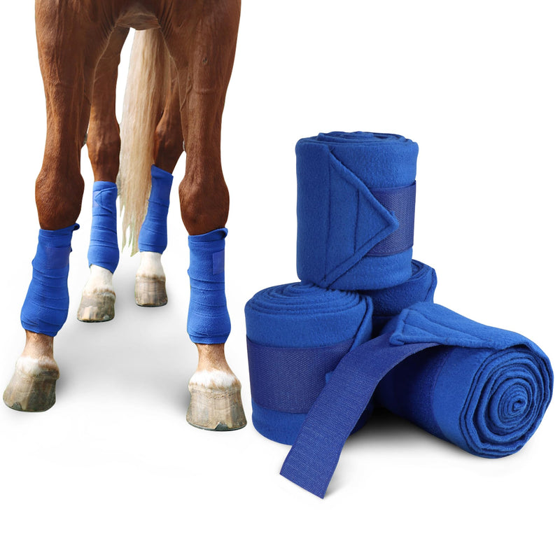Asooll Horse Wraps,Horse Polo Wraps with Tape,4 PCS Soft Fleece Equestrian Leg Wraps,Horse Hoof Guard,Thickened Polar Fleece Bandage Protects Ligaments for Livestock Cow Horse,Blue - BeesActive Australia