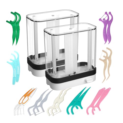 Empty Floss Pick Dispenser, Floss Pick Holder, Flosser Dispenser refillable for Plackers, Dental Pick Holder (2pcs)