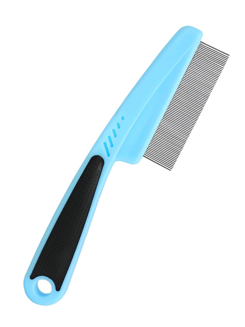 Flea Comb with Rubber Handle, Flea and Tick Comb for Dogs & Cats, Fine Tooth Dog Comb for Grooming (Blue) - BeesActive Australia
