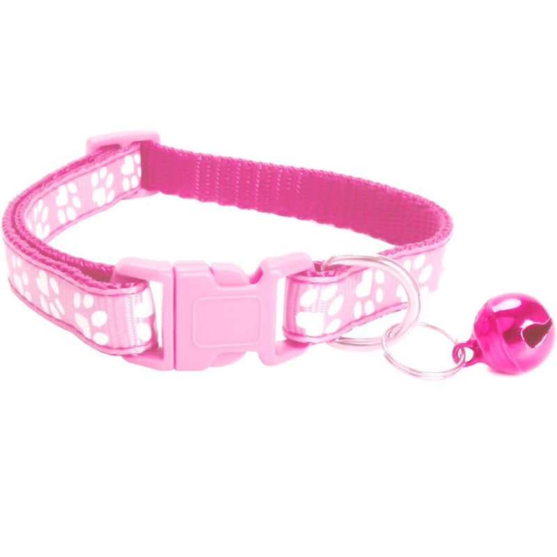 MJIYA Cat Collar with Bell, Breakaway Grid Collar with Plastic Buckle, Light Adjustable, Nylon, Kitty Collars Pink - BeesActive Australia