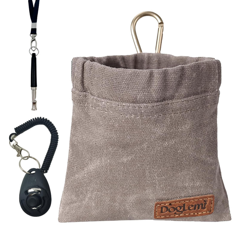 Dog Training Kit,Puppy Dog Treat Pouch Bag with Dog Clicker and Silent Whistle with Lanyard,Hands-Free Training Dog Treat Pouch,includes Carabiner,for Pet Puppy Travel or Outdoor Use(Grey) Grey-2 - BeesActive Australia