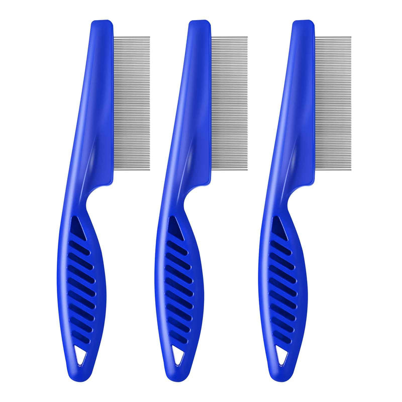 3 Pack Pet Hair Comb, Flea Lice Combs, Stainless Steel Dog Cat Grooming Comb with Rounded Teeth, Professional Tear Stain Remover, Dematting Tool for Small, Medium & Large Pets - BeesActive Australia