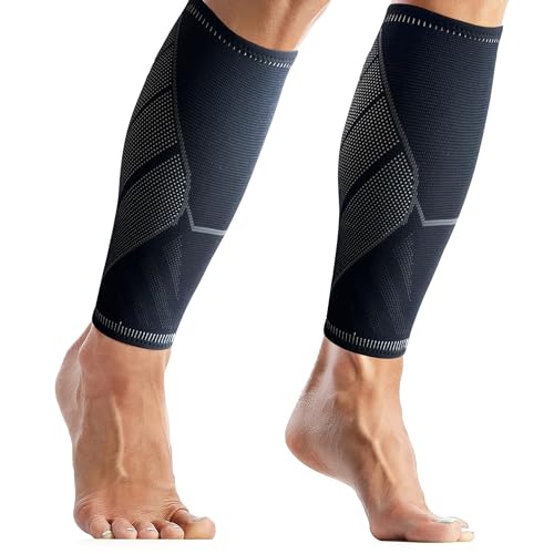 Azmec Compression Calf Sleeves Shin Splint Support, Leg Cramps, Leg Pain Relief, Running, Circulation and Recovery Unisex (1 Pair) Brace for Running, Nurses, Post Surgery, sports (Large) Large