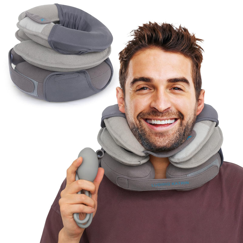 Neck Stretcher with Pillow Cover, Inflatable Cervical Traction Device for Neck Pain Relief, Neck Traction Device with Removable Air Pump, Adjustable Neck Brace for Use at Home or on Trips - BeesActive Australia