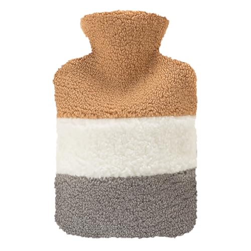Hot Water Bottle with Soft Premium Cover, 1.5L Hot Water Bag for Menstrual Cramps, Neck and Shoulder Pain Relief, Hot and Cold Therapies, Hand Feet Warmer Brown