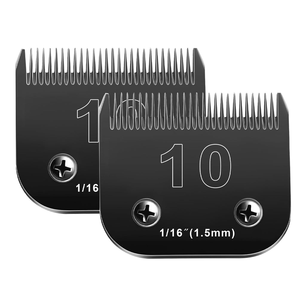 10 Blades Dog Grooming Blades Compatible with Andis/Oster A5/Wahl KM-10 Series Dog Clippers,Detachable Clipper Replacement Blade,Black,Size 10 Blade 1/16" (10#/2PCS) 10#/2pc