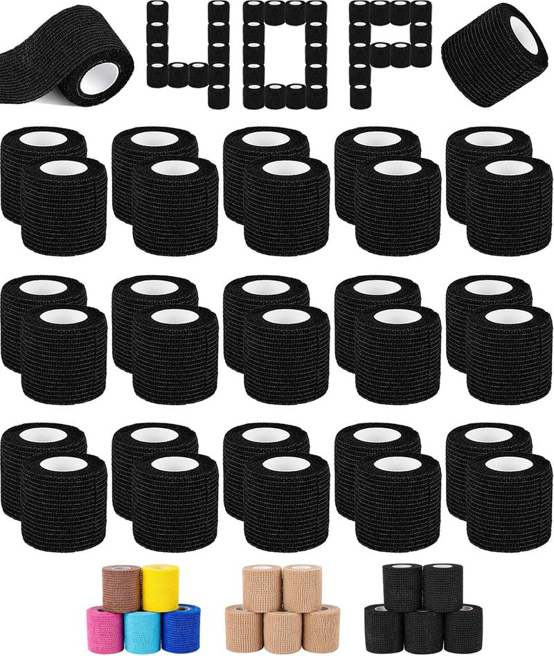 AZEN 40 Pack Self Adhesive Bandage Wrap Black, 2" X 5 Yards Black Athletic Tape, Vet Wrap, Tattoo Grip Tape Wrap，Ankle Tape, Cohesive Bandage Wrap 2IN - 40Pack - BeesActive Australia