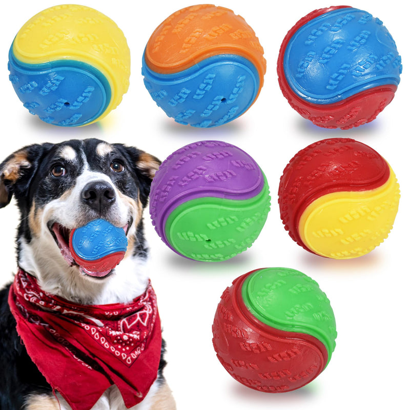 6Pcs Squeaky Dog Balls, Dog Toys Balls for Training, Tough Ball Toys for Dogs, Fit with Dog Ball Launcher, High Bouncy Dog Ball for Interactive Playing, Puppy Pet Chew Balls Teething Balls 2.5in S6-muti-color - BeesActive Australia