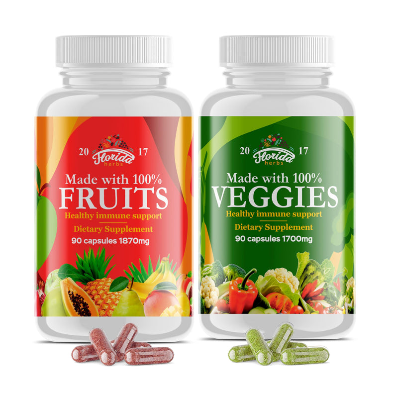 Fruits and Vegetables Supplement - 90 Fruit and 90 Veggie Capsules - Nature Vitamins, Balance of Fruits and Veggies Supports Energy Balance, Soy Free, Vegan Capsules - 90 Count (Pack of 2) 90 Count (Pack of 2)