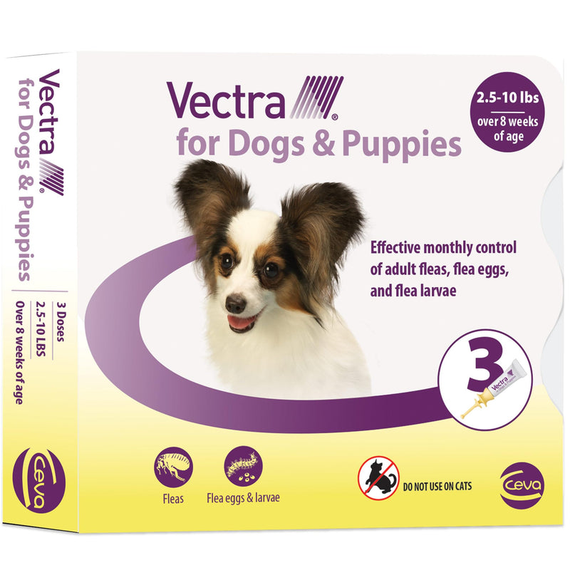 Vectra® for Dogs & Puppies Flea Treatment & Prevention for Extra Small Dogs (2.5 – 10 lbs.) 3-Month Supply 3 Pack