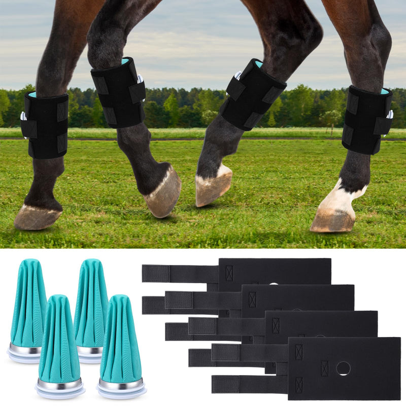 4 Pack Ice Pack Wraps for Horse Knee 5" x 13" Cooling Pack Wrap with Flexible Straps for Horse Injuries, Reusable Ice Boot Cold Pack for Horse Leg Hock Joint - BeesActive Australia
