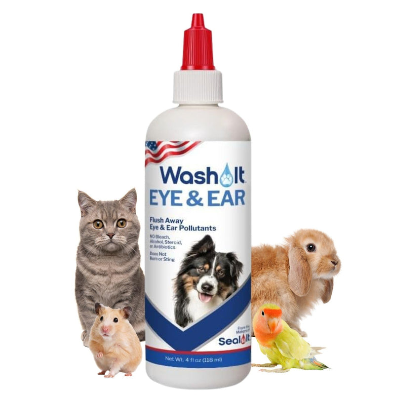Wash-It Eye and Ear Wash for Pets to Flush Out Contaminants, Irritations & Dirt | US-Made Dog Ear Wash & Tear Stain Remover with Hypochlorous Acid for Rapid Care with No Irritation (4oz) - PawsPlanet Australia