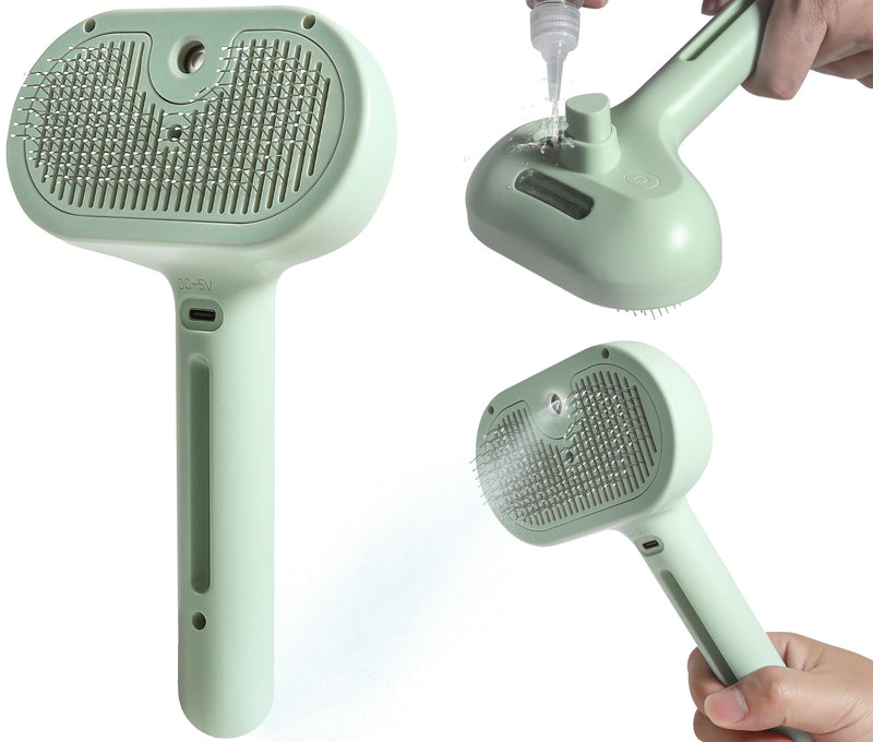 susu & wuwu Spray Cat Brush for Shedding - Water Brush for Cats and Dogs - Pet Hair Removal Comb with Water Tank and Release Button - Steamy Cat Brush - Pet Spray Hair Comb (Sky Blue) Sky Blue - BeesActive Australia
