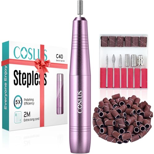 COSLUS C40 Electric Nail Drill Professional, Precise Dial Speed Control Dark Purple