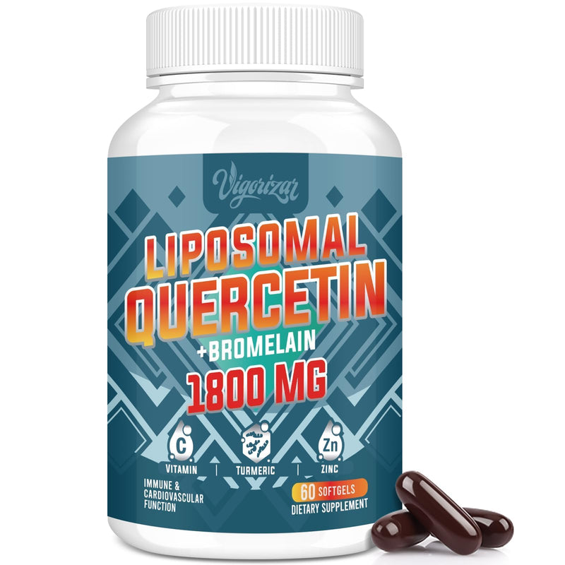 Liposomal Quercetin Phytosome, Quercetin with Bromelain, Zinc & Vitamin C, Bioactive Phytosome Complex, 20X Higher Absorption - 60 Softgels 60 Count (Pack of 1)