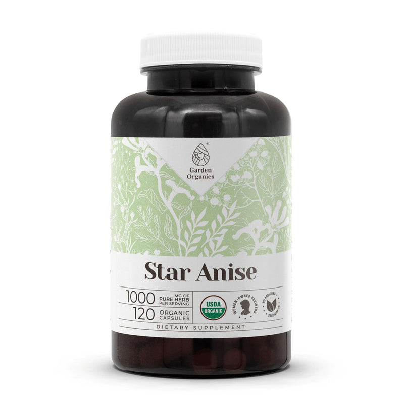 Star Anise USDA Organic 120 Capsules | Natural Organic Supplement | Certified Organic Vegetarian Capsules and Organic Star Anise (Illicium verum) Dried Seed (120 Capsules) 120 Count (Pack of 1)