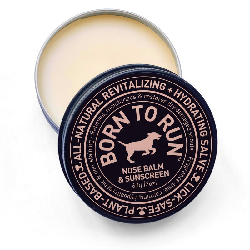 Born To Run Dog Nose Balm | Dry Cracked Chapped Snout Soother | Moisturizes Heals Natural Sunscreen & Cold Winter Protection | Hyperkeratosis Relief Plant-Based Fragrance-Free Lick Safe Nose Cream 2oz - PawsPlanet Australia