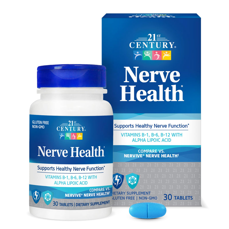 21st Century Nerve Health, Alpha Lipoic Acid 300mg with B Vitamins, 30ct | Alpha Lipoic Acid 300 mg with Vitamins B1, B6 & B12, Nerve Function & Antioxidant Support, ALA Supplement, Gluten Free