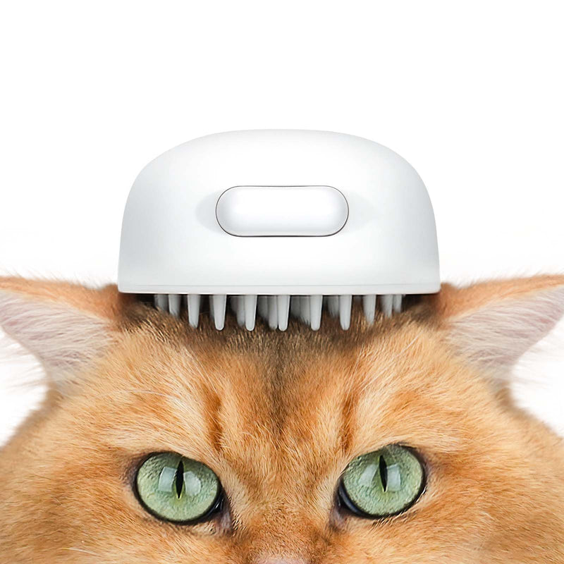 aumuca Silicone Cat Brush for Massage, Soft Cat Brushes for Indoor Cats, Jellyfish Cat Hair Brush Cat Comb with Release Button, Cat Grooming Brush for Short to Medium Haired Cats, Dogs, Rabbits, White - BeesActive Australia