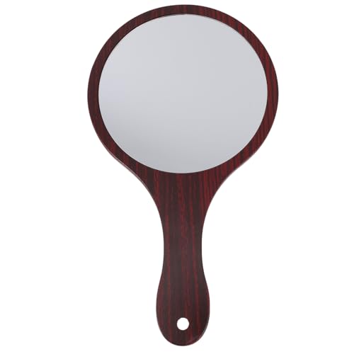 balacoo Wooden Handle Makeup Mirror Handheld Round Cosmetic Mirror Lightweight High Definition Reflection for Travel and Home Use