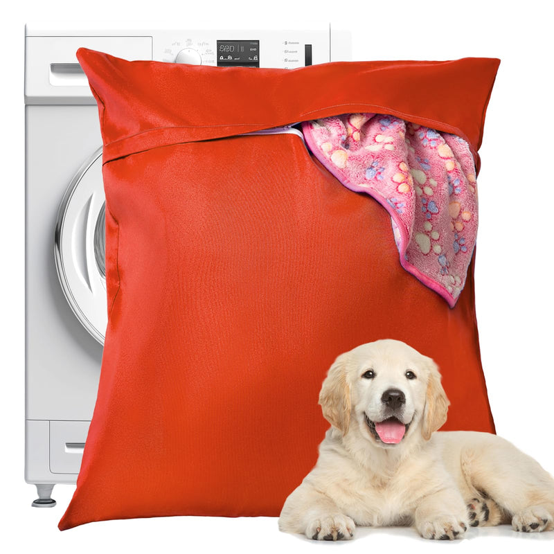 Pet Laundry Bag, Pet Washing Bag for Guinea Pig Cage Liner, Dog Bed, Pet Fleece & Blanket, Stop Pets Hair Clogging Washing Machine, Pet Laundry Helper - 30"×35", Orange 30x35in - BeesActive Australia