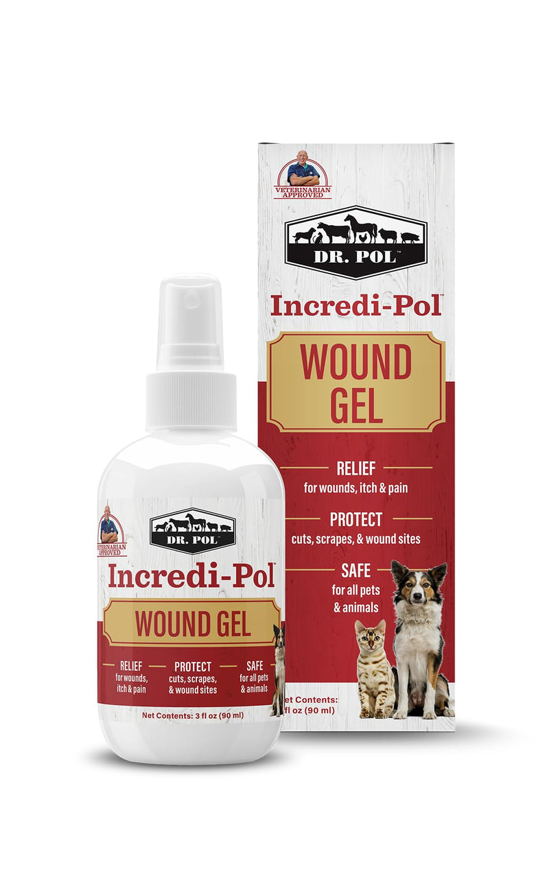 Dr. Pol Incredi-Pol Wound Gel Spray for Dogs, Cats, and All Animals - Dog Wound Care Gel to Relieve Itch and Pain - Protects Wounds, Scrapes, and Incisions - 3 Fluid Ounces - BeesActive Australia