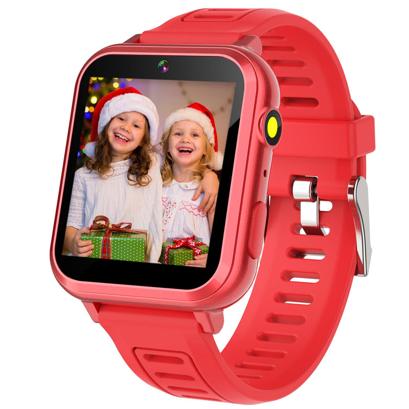 Cosjoype Kids Smart Watch Gift for Girls Age 6-12, 24 Puzzle Games HD Touch Screen Kids Watches with Video Camera Music Player Pedometer Audiobook 12/24 hr Toys for 7 8 9 10 11 12 Year Old Girls Deep Red